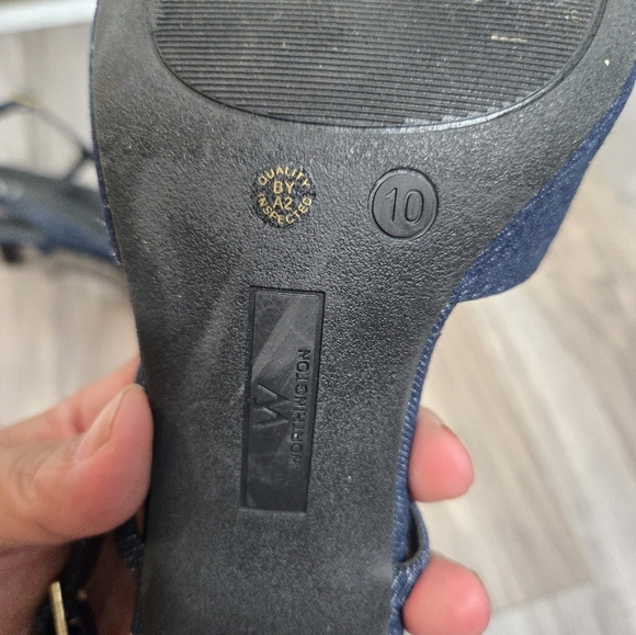 Worthington Womens Safira Pointed Toe Kitten Heel Pumps Sz 10 Denim - Picture 5 of 11